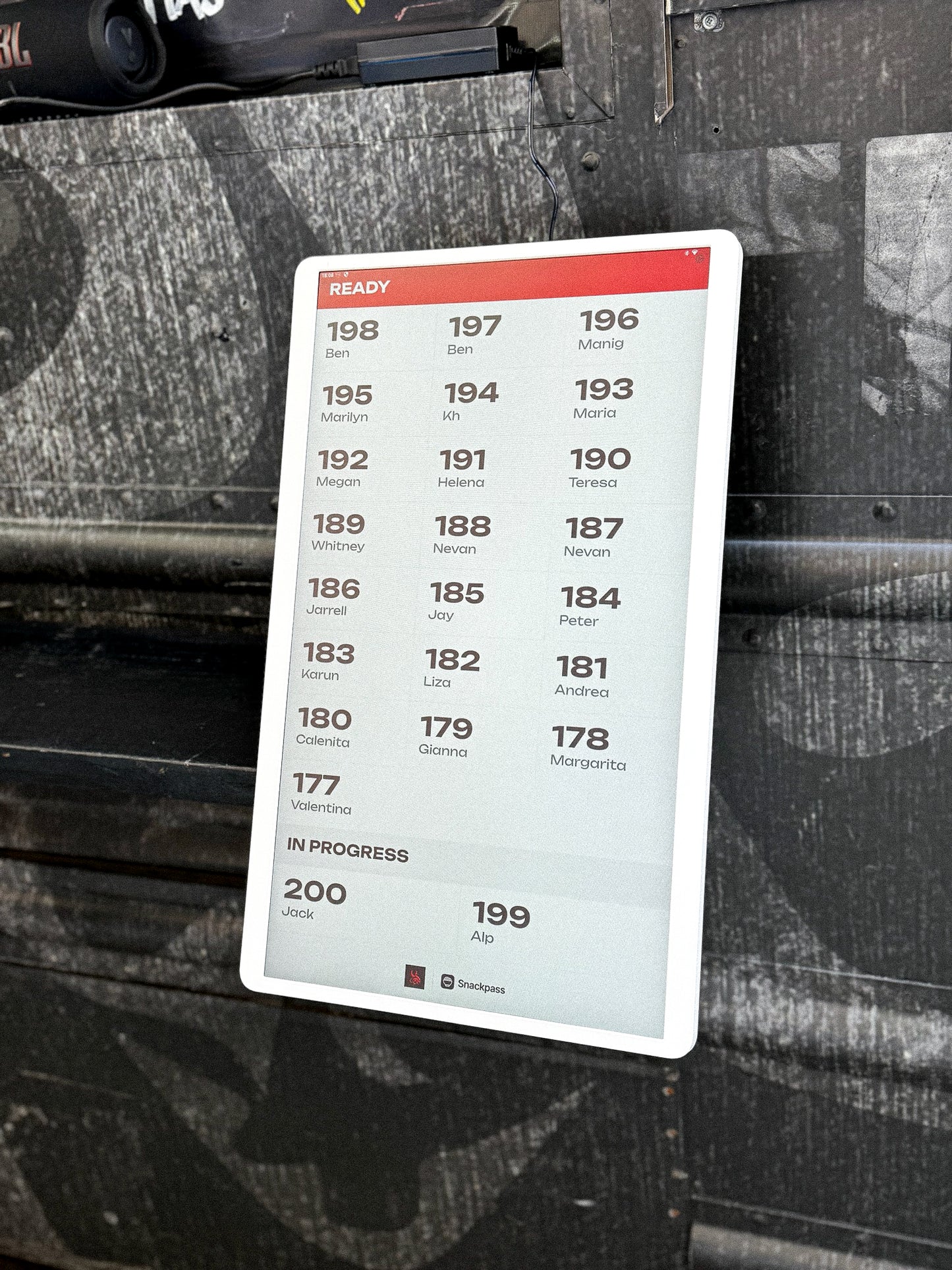 Clamp-Mount Order Ready Screen